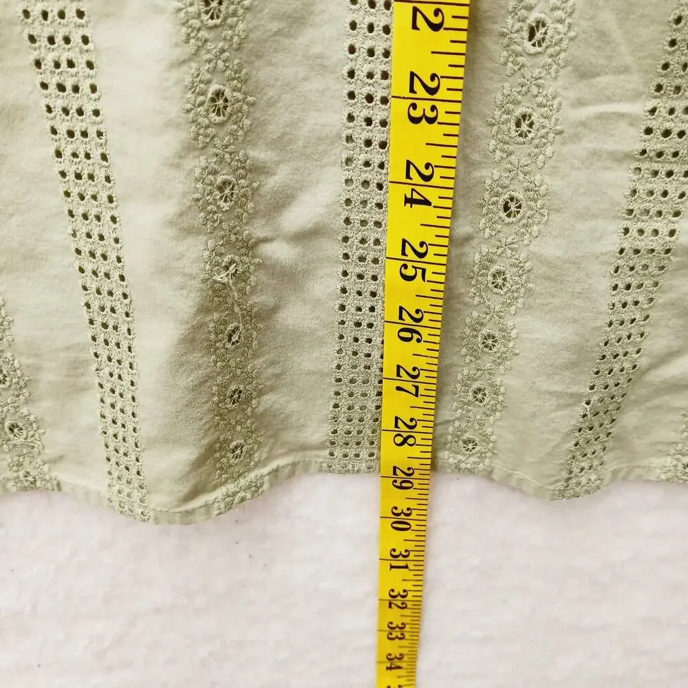 Blouse Celery Embroidered Cottagecore Peasant Boho Eyelet Romantic Floral Sz 2X - Picture 4 of 9